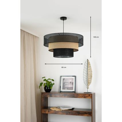 Brilagi - Pendel DAKOTA LUNETA 1xE27/15W/230V diameter 60 cm sort/beige