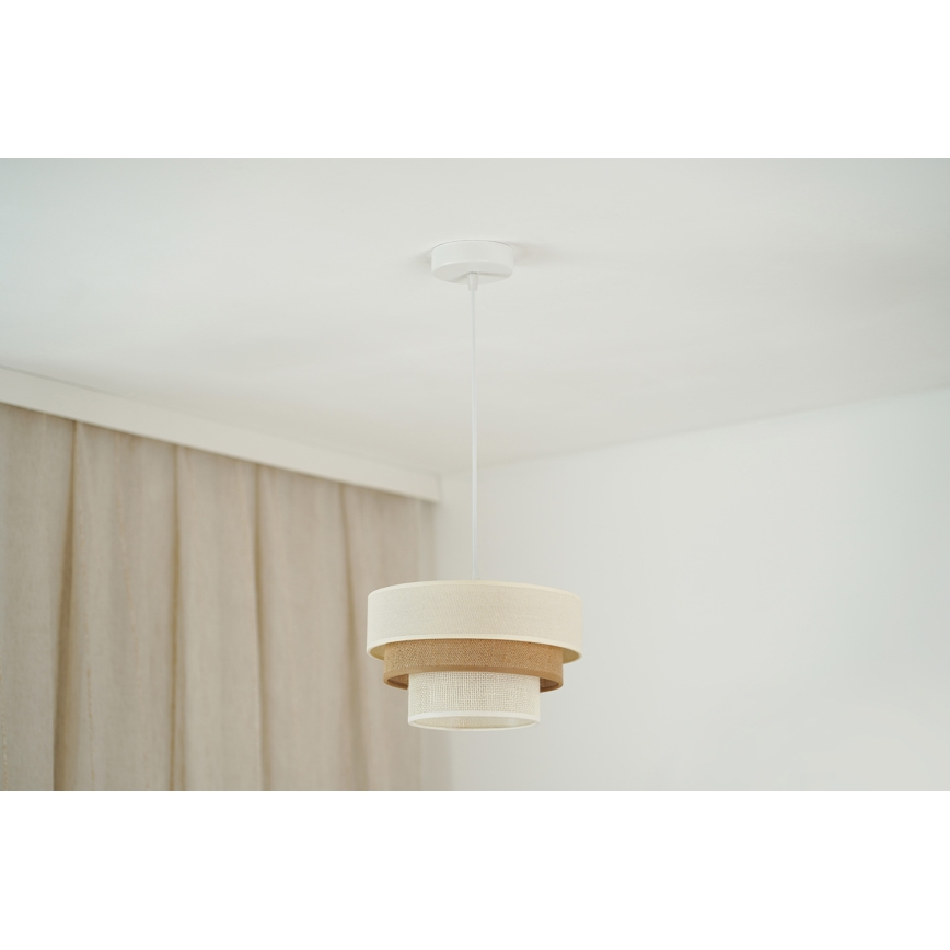 Brilagi - Pendel DENVER LUNETA 1xE27/15W/230V diameter 25 cm beige/brun/cremefarvet