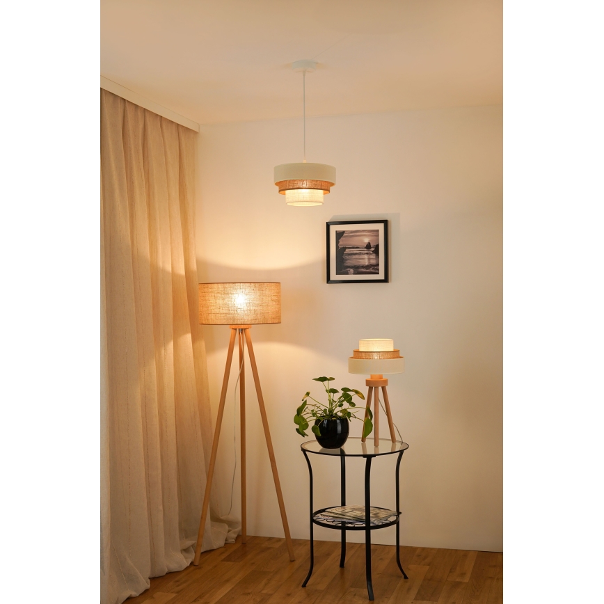 Brilagi - Pendel DENVER LUNETA 1xE27/15W/230V diameter 25 cm beige/brun/cremefarvet