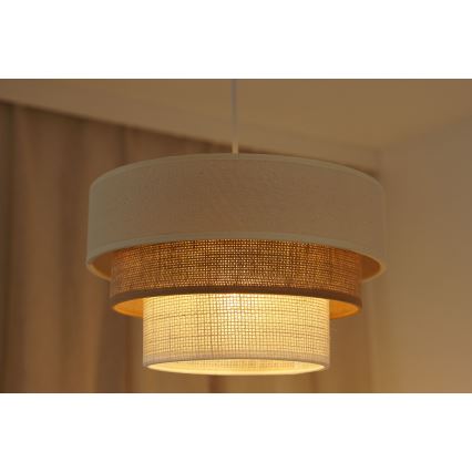 Brilagi - Pendel DENVER LUNETA 1xE27/15W/230V diameter 25 cm beige/brun/cremefarvet