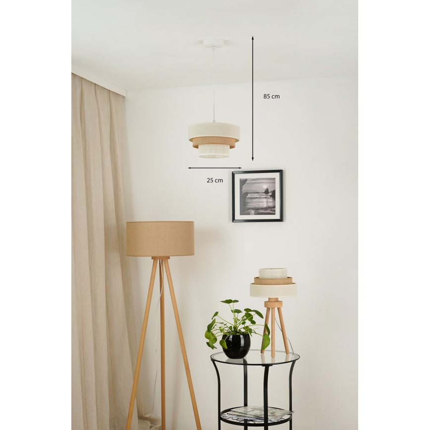Brilagi - Pendel DENVER LUNETA 1xE27/15W/230V diameter 25 cm beige/brun/cremefarvet