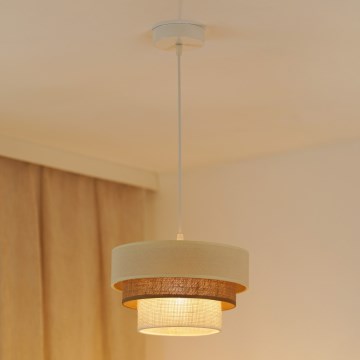 Brilagi - Pendel DENVER LUNETA 1xE27/15W/230V diameter 25 cm beige/brun/cremefarvet