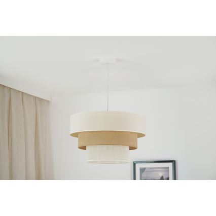 Brilagi - Pendel DENVER LUNETA 1xE27/15W/230V diameter 45 cm beige/brun/cremefarvet