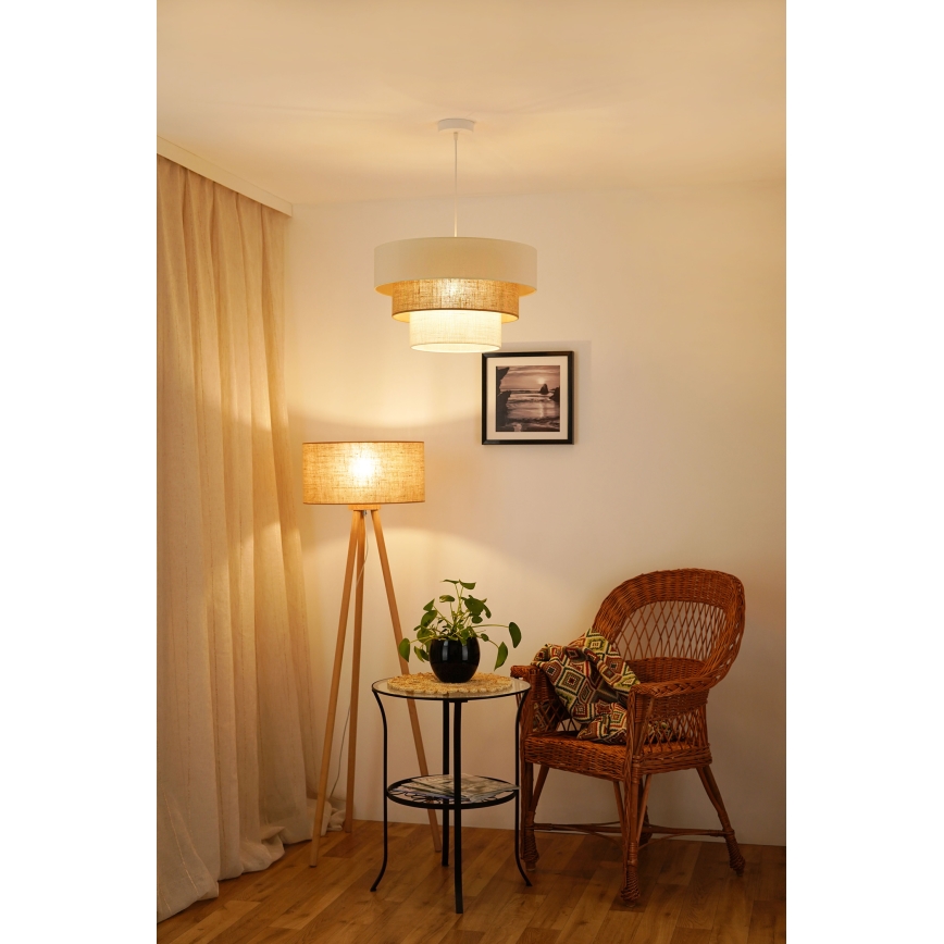 Brilagi - Pendel DENVER LUNETA 1xE27/15W/230V diameter 45 cm beige/brun/cremefarvet