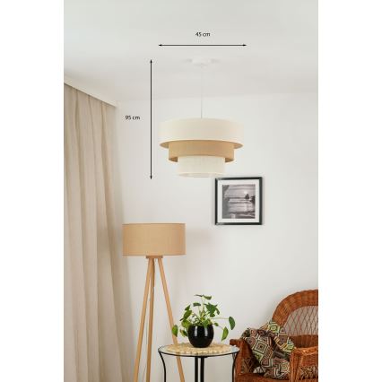Brilagi - Pendel DENVER LUNETA 1xE27/15W/230V diameter 45 cm beige/brun/cremefarvet