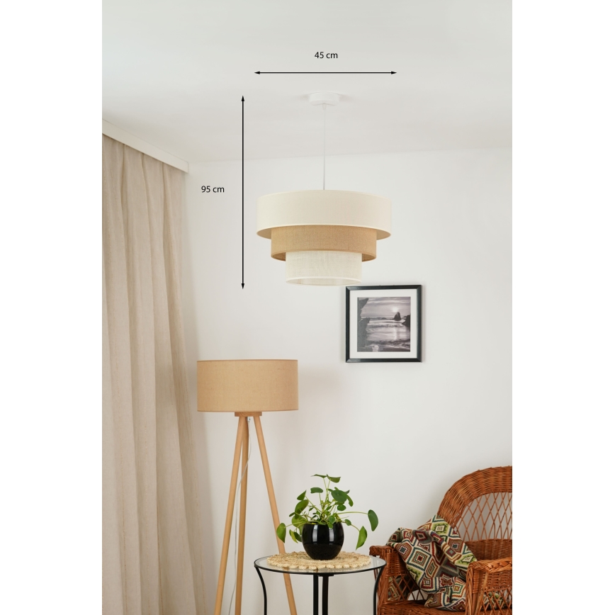 Brilagi - Pendel DENVER LUNETA 1xE27/15W/230V diameter 45 cm beige/brun/cremefarvet