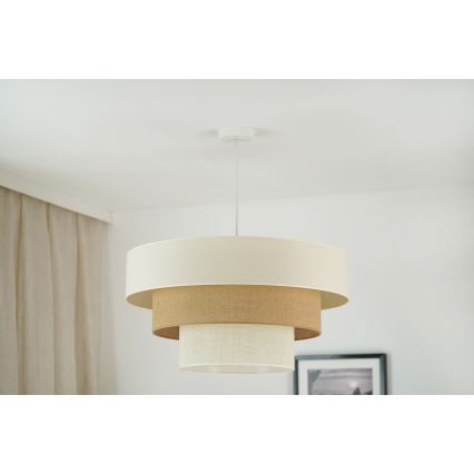 Brilagi - Pendel DENVER LUNETA 1xE27/15W/230V diameter 60 cm beige/brun/cremefarvet