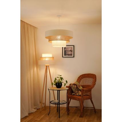 Brilagi - Pendel DENVER LUNETA 1xE27/15W/230V diameter 60 cm beige/brun/cremefarvet