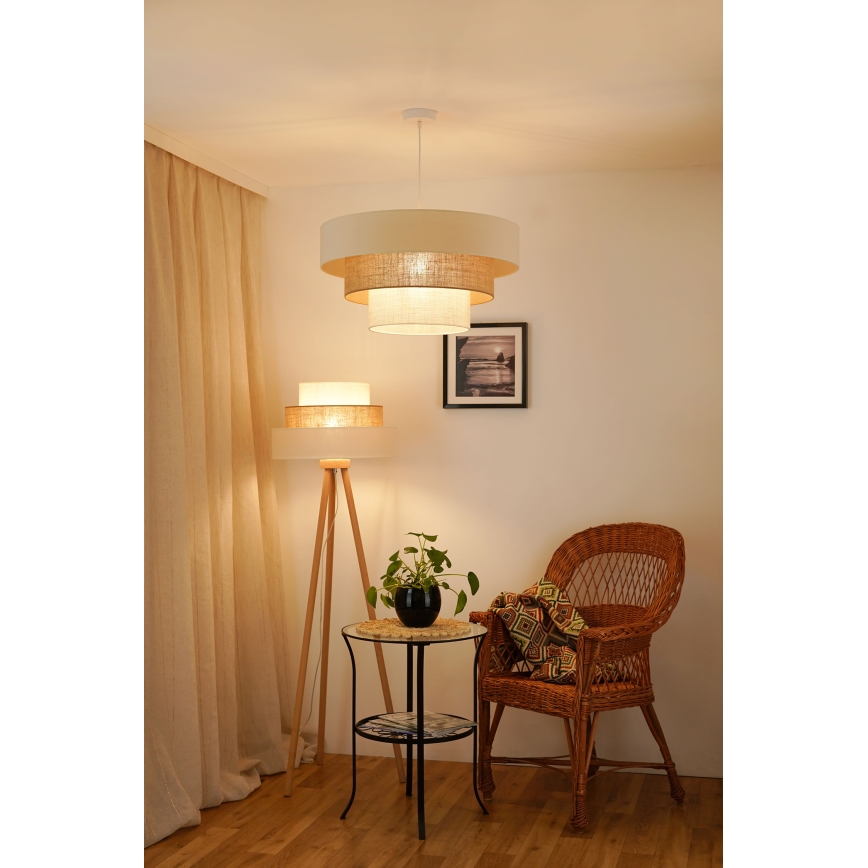 Brilagi - Pendel DENVER LUNETA 1xE27/15W/230V diameter 60 cm beige/brun/cremefarvet