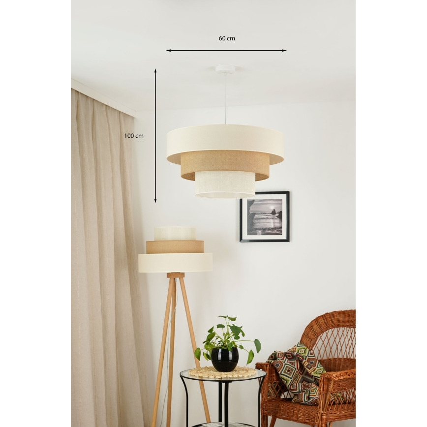 Brilagi - Pendel DENVER LUNETA 1xE27/15W/230V diameter 60 cm beige/brun/cremefarvet