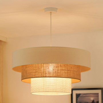 Brilagi - Pendel DENVER LUNETA 1xE27/15W/230V diameter 60 cm beige/brun/cremefarvet