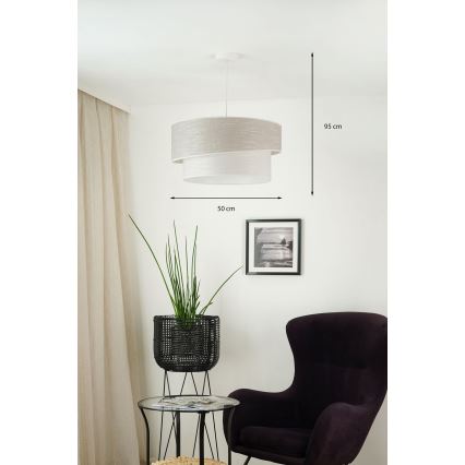 Brilagi - Pendel DOVER SHINE 1xE27/15W/230V diameter 50 cm grå/cremefarvet