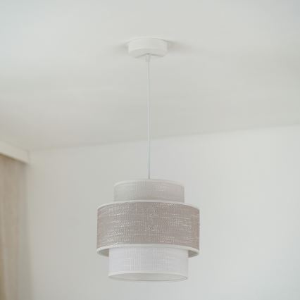 Brilagi - Pendel DOVER SPACE 1xE27/15W/230V diameter 25 cm grå/cremefarvet