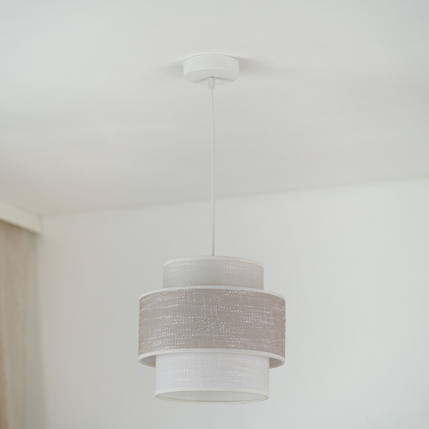 Brilagi - Pendel DOVER SPACE 1xE27/15W/230V diameter 25 cm grå/cremefarvet