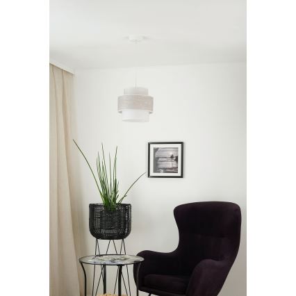 Brilagi - Pendel DOVER SPACE 1xE27/15W/230V diameter 25 cm grå/cremefarvet