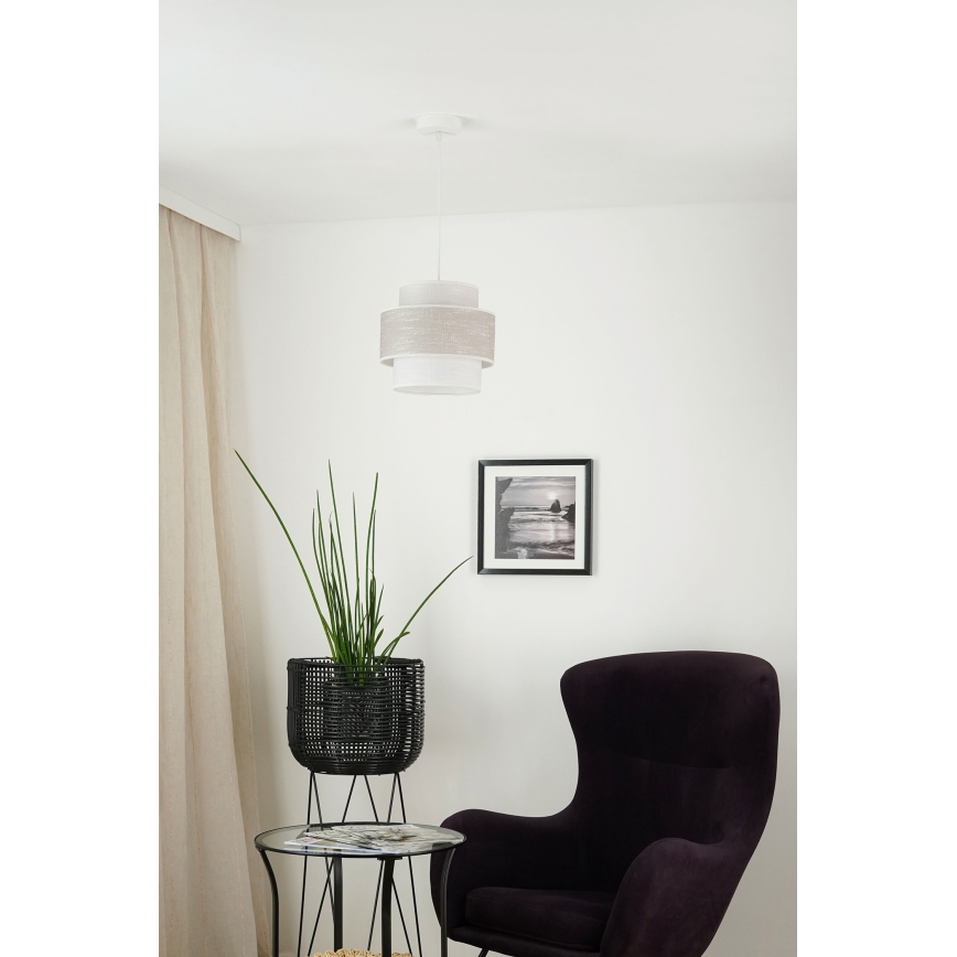 Brilagi - Pendel DOVER SPACE 1xE27/15W/230V diameter 25 cm grå/cremefarvet