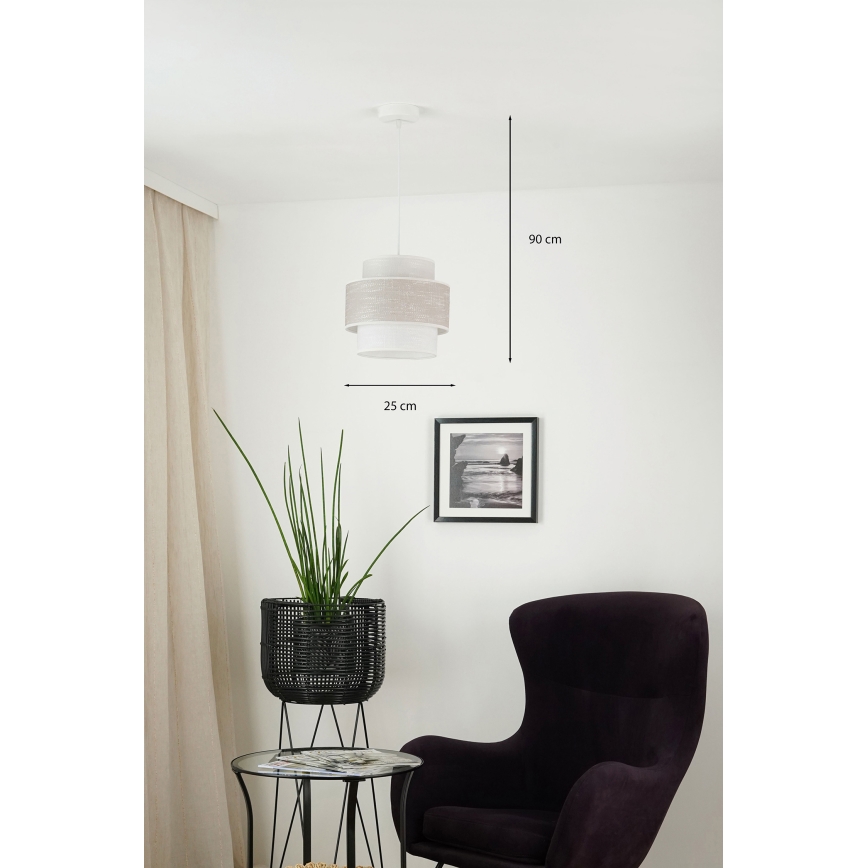 Brilagi - Pendel DOVER SPACE 1xE27/15W/230V diameter 25 cm grå/cremefarvet