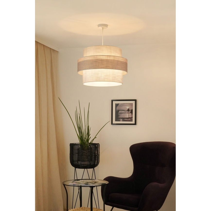 Brilagi - Pendel DOVER SPACE 1xE27/15W/230V diameter 50 cm grå/cremefarvet