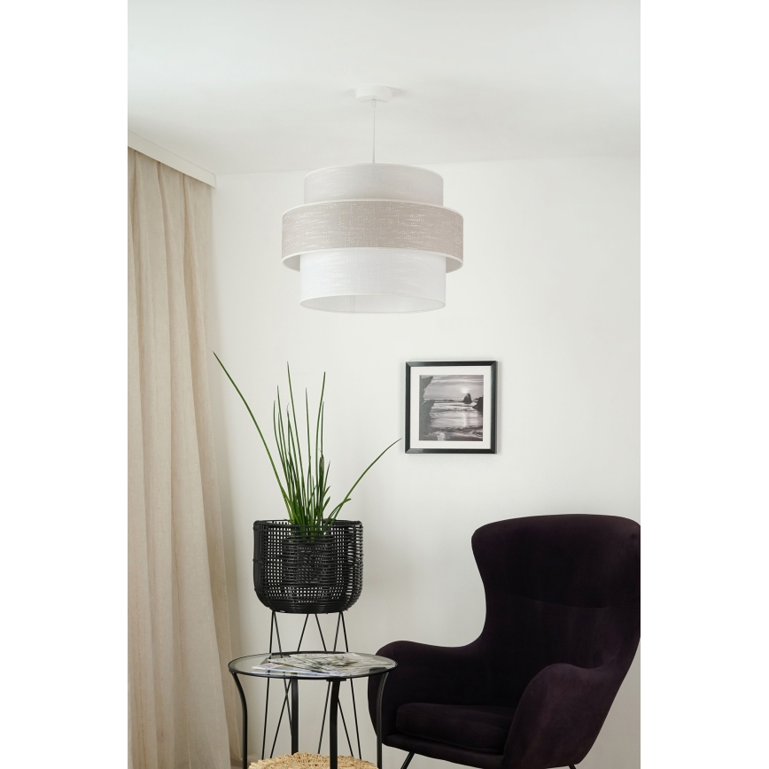 Brilagi - Pendel DOVER SPACE 1xE27/15W/230V diameter 50 cm grå/cremefarvet