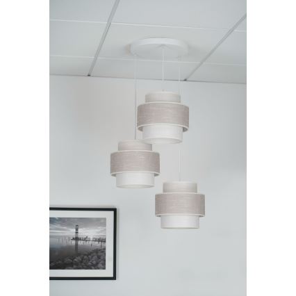 Brilagi - Pendel DOVER SPACE 3xE27/15W/230V grå/cremefarvet