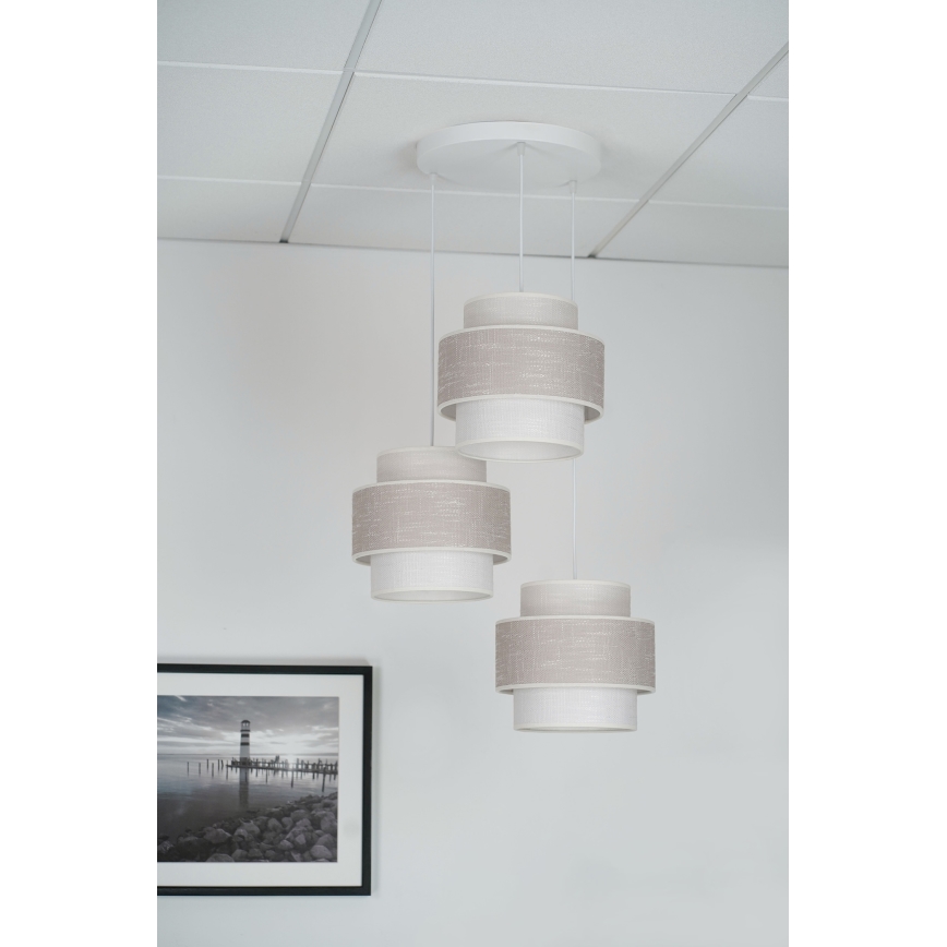 Brilagi - Pendel DOVER SPACE 3xE27/15W/230V grå/cremefarvet