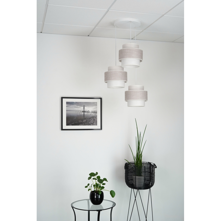 Brilagi - Pendel DOVER SPACE 3xE27/15W/230V grå/cremefarvet