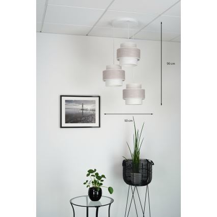 Brilagi - Pendel DOVER SPACE 3xE27/15W/230V grå/cremefarvet