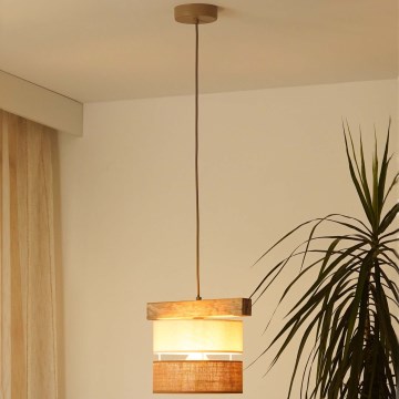 Brilagi - Pendel FOREST 1xE27/15W/230V fyrretræ/beige/cremefarvet