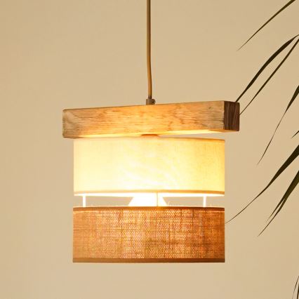 Brilagi - Pendel FOREST 1xE27/15W/230V fyrretræ/beige/cremefarvet