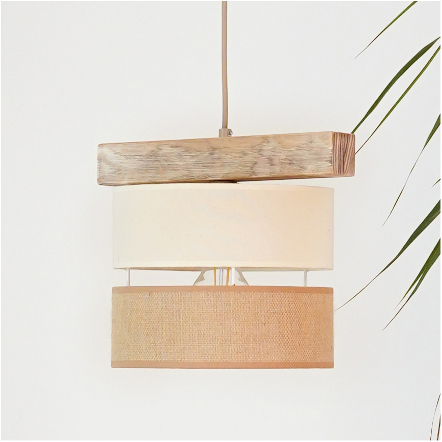 Brilagi - Pendel FOREST 1xE27/15W/230V fyrretræ/beige/cremefarvet