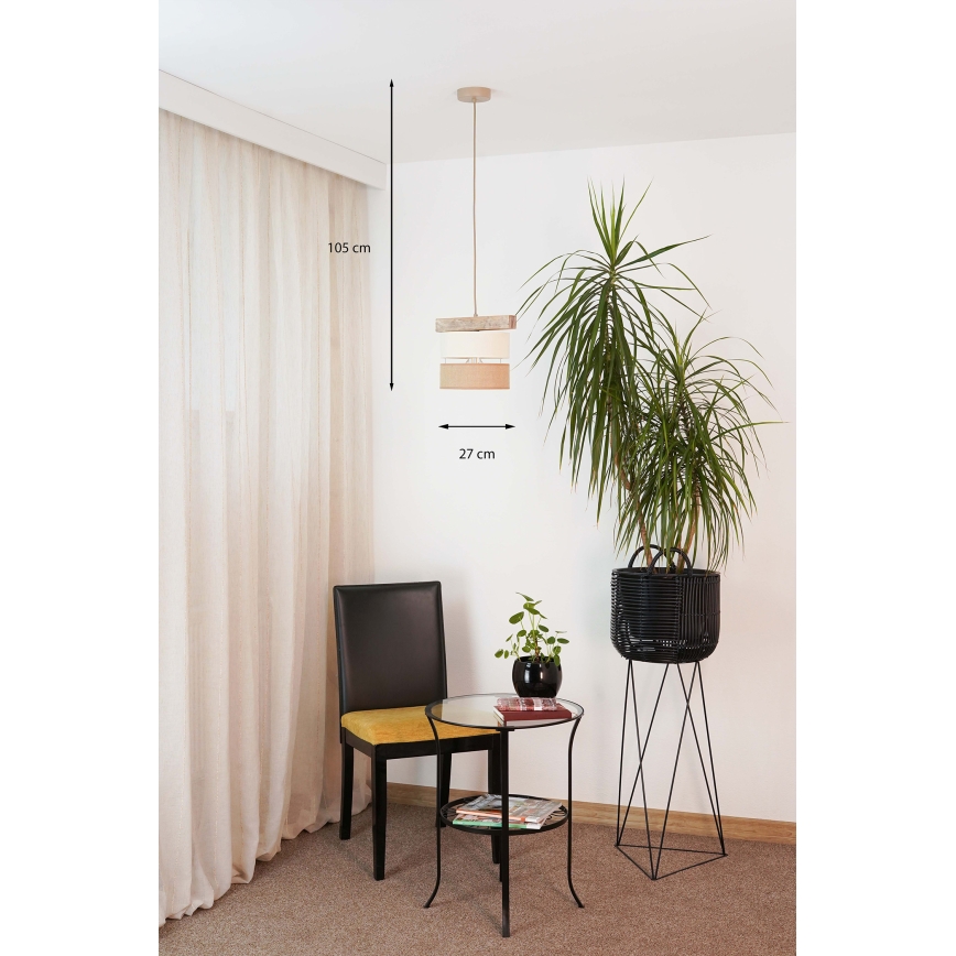 Brilagi - Pendel FOREST 1xE27/15W/230V fyrretræ/beige/cremefarvet