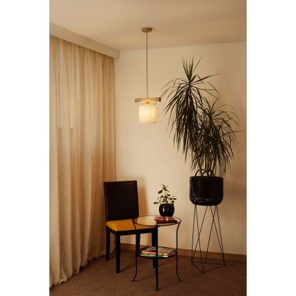 Brilagi - Pendel FOREST 1xE27/15W/230V fyrretræ/brun/cremefarvet
