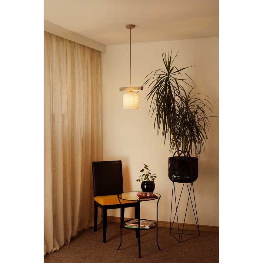 Brilagi - Pendel FOREST 1xE27/15W/230V fyrretræ/brun/cremefarvet