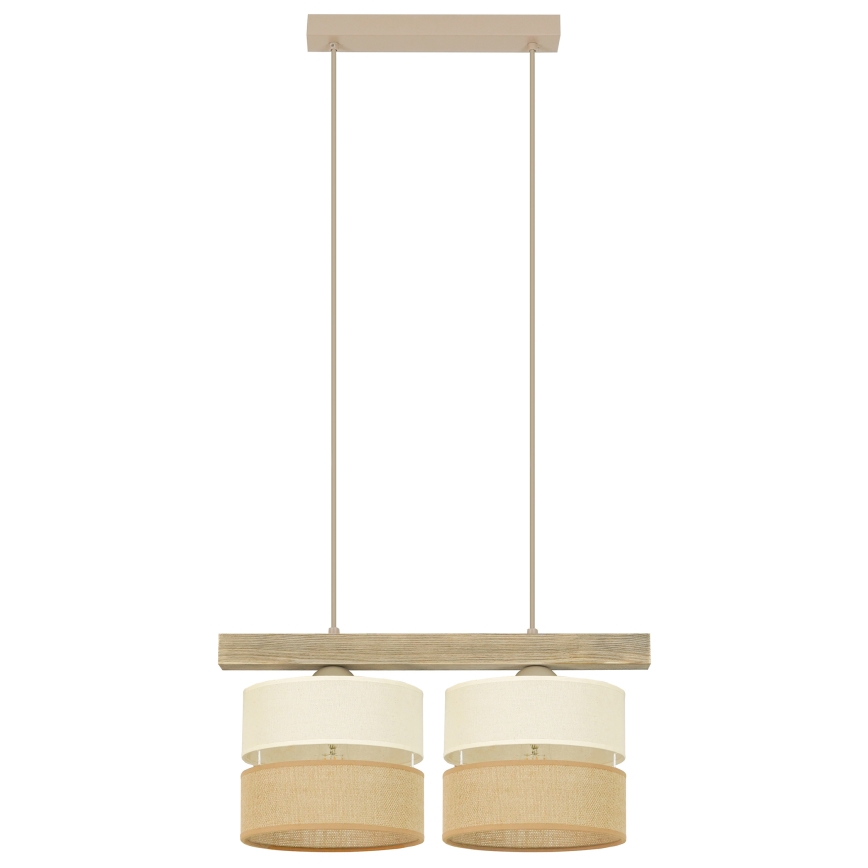 Brilagi - Pendel FOREST 2xE27/15W/230V fyrretræ/beige/cremefarvet