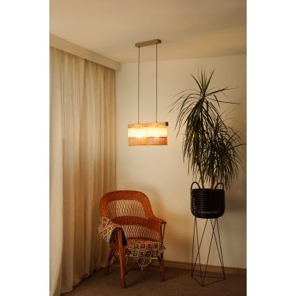 Brilagi - Pendel FOREST 2xE27/15W/230V fyrretræ/beige/cremefarvet