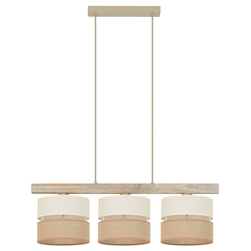 Brilagi - Pendel FOREST 3xE27/15W/230V fyrretræ/beige/cremefarvet