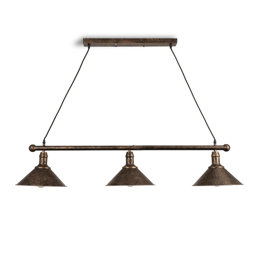 BRILAGI - Pendel FORGE på wire 3xE27/60W/230V, kobber/patina