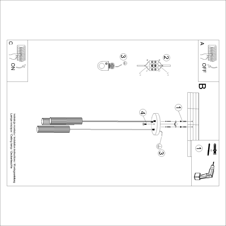 Brilagi - Pendel med kabel CRESTO 3xGU10/10W/230V cremefarvet