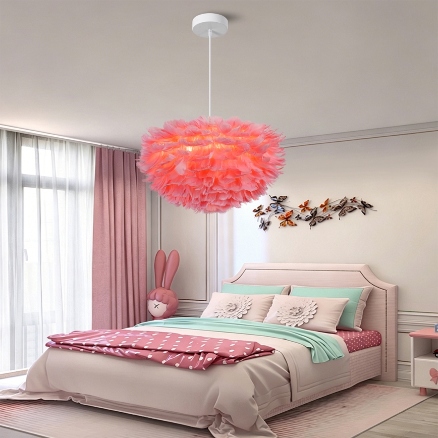 BRILAGI - Pendel med kabel FEATHER 3xE27/40W/230V Ø 50 cm rosa