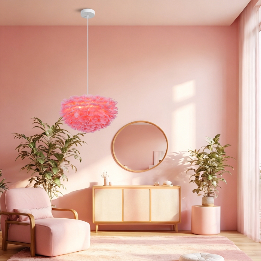 BRILAGI - Pendel med kabel FEATHER 3xE27/40W/230V Ø 50 cm rosa