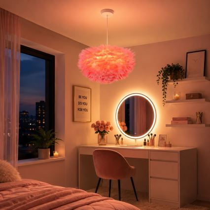 BRILAGI - Pendel med kabel FEATHER 3xE27/40W/230V Ø 50 cm rosa