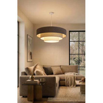 Brilagi - Pendel med kabel LUNETA 3xE27/60W/230V Ø 80 cm grå/creme/hvid