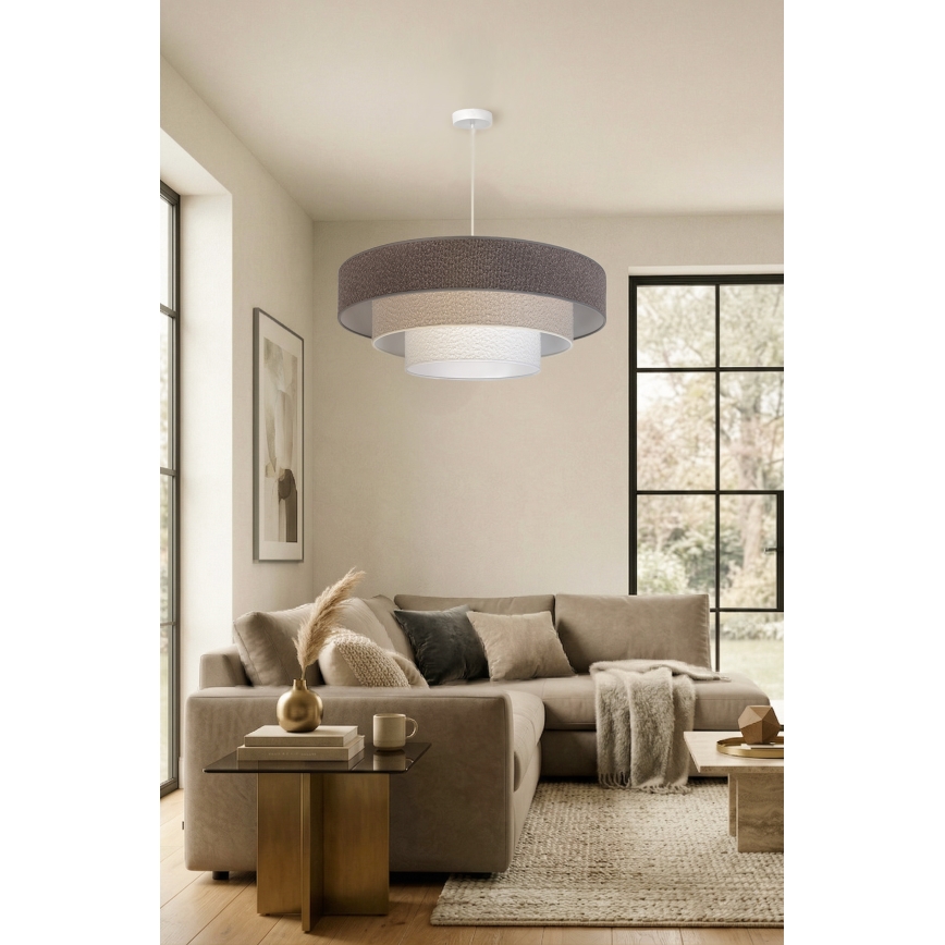 Brilagi - Pendel med kabel LUNETA 3xE27/60W/230V Ø 80 cm grå/creme/hvid