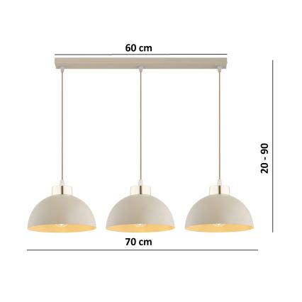 Brilagi - Pendel med kabel MOON 3xE27/60W/230V beige/guld