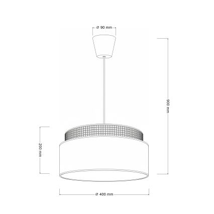 Brilagi - Pendel med kabel PADOVA 1xE27/60W/230V Ø 40 cm cremefarvet