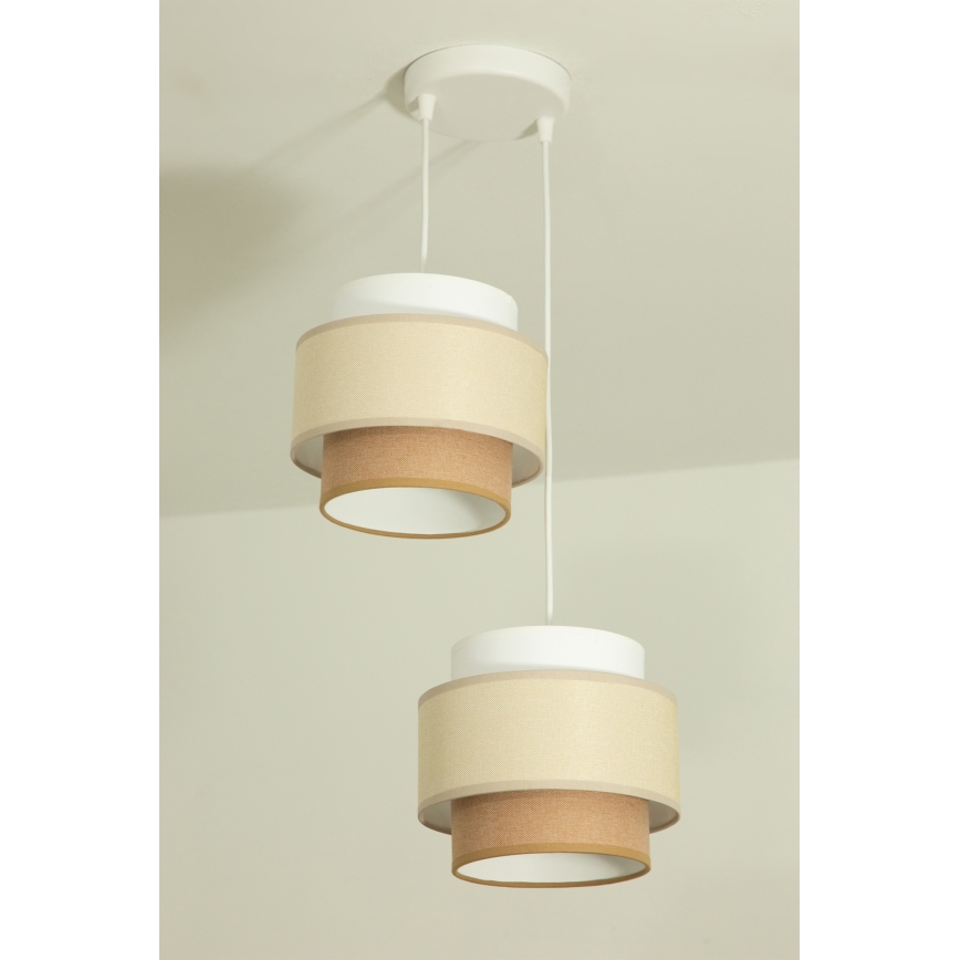 Brilagi - Pendel med kabel RESNA 2xE27/60W/230V Ø 30 cm creme/beige