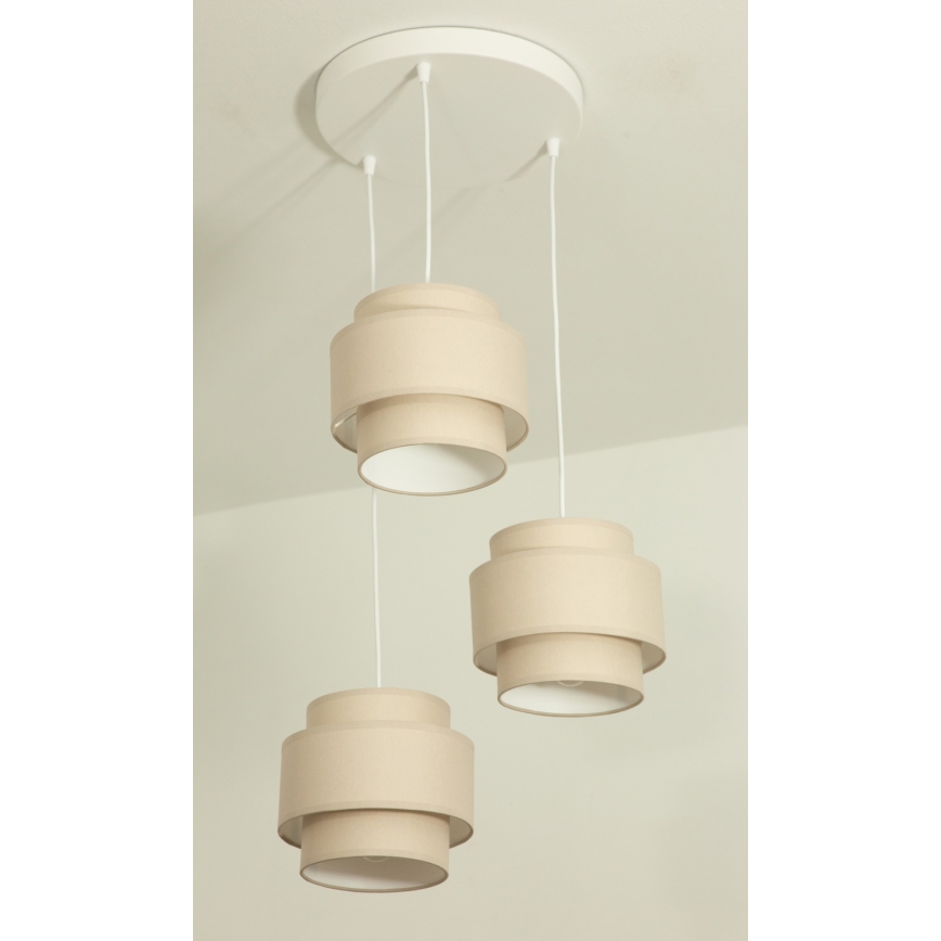 Brilagi - Pendel med kabel RESNA 3xE27/60W/230V Ø 45 cm beige