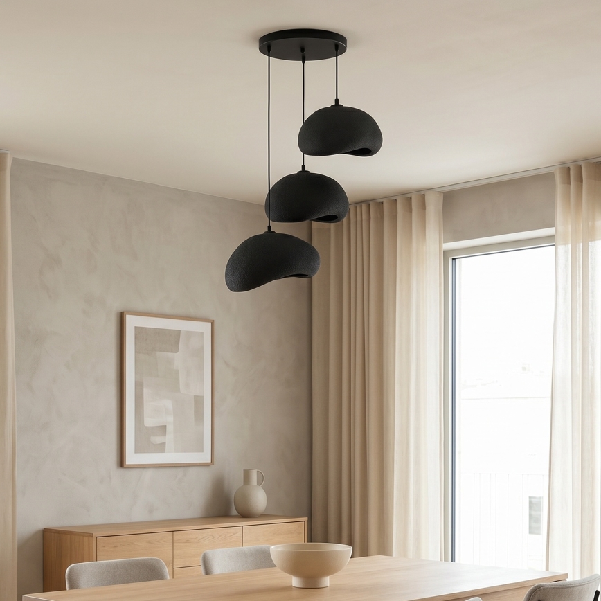 Brilagi - Pendel med kabel WABI SABI 3xE27/40W/230V Ø 60 cm sort