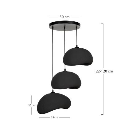 Brilagi - Pendel med kabel WABI SABI 3xE27/40W/230V Ø 60 cm sort