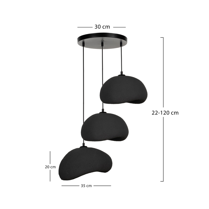 Brilagi - Pendel med kabel WABI SABI 3xE27/40W/230V Ø 60 cm sort
